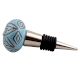Turquoise Amarylis Floral Etched Ceramic Wine Stopper